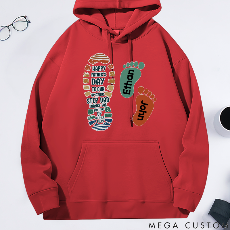 Personalized Family Hoodie Footprint Pattern Design Thank You for Tolerating Us
