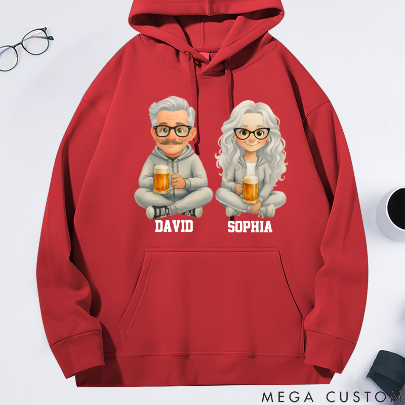 Personalized Classic Hoodie Watercolor Style Trendy Grandparents Love Beer the Most
