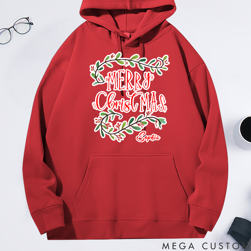 Personalized Classic Hoodie Merry Christmas Themed Minimalist Design
