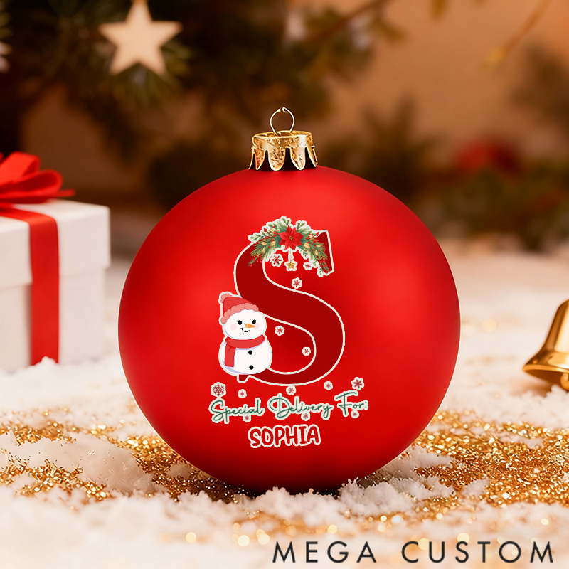 Personalized Christmas Ball Ornament Christmas Snowman Flower Pattern Letter Design