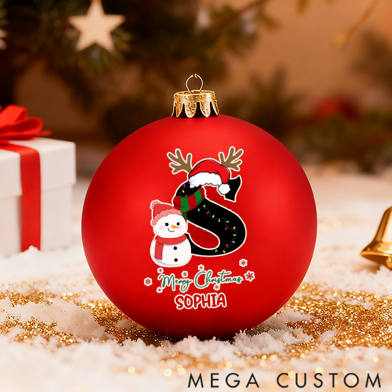Personalized Christmas Ball Ornament Christmas Snowman Pattern Letter Design
