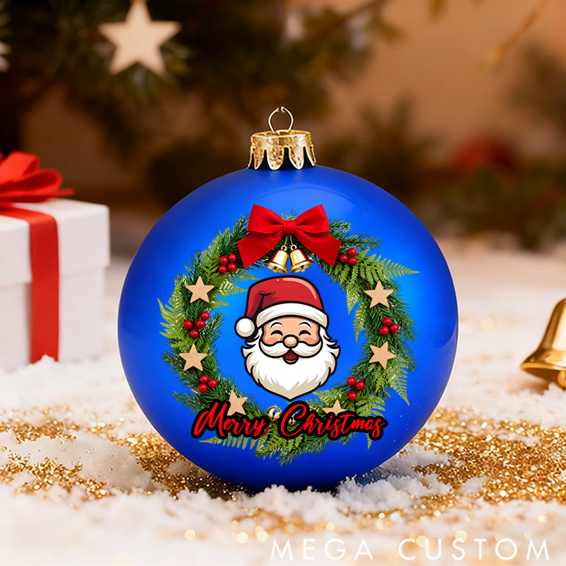 Personalized Christmas Ball Ornament Christmas Wreath Pattern Customizable Text