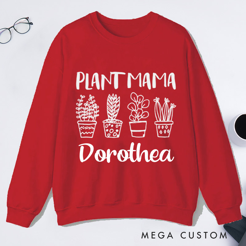 Personalized Plant Mama Classic Sweatshirts Crazy Plant Lady Sweatshirt with Name Gardener Sweatshirt Plant Lover Gift Gardening Gift