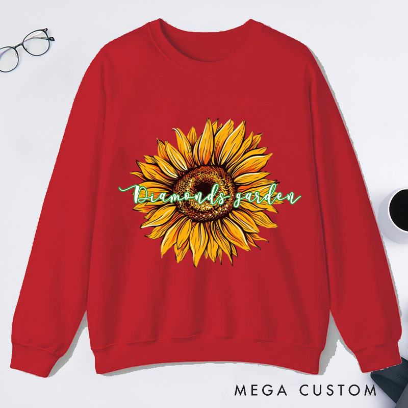 Personalized Sunflower Classic Sweatshirts Flower Print Sweatshirt Gardener Sweatshirt with Name Plant Lover Gift Gardening Gift Gardener Gift