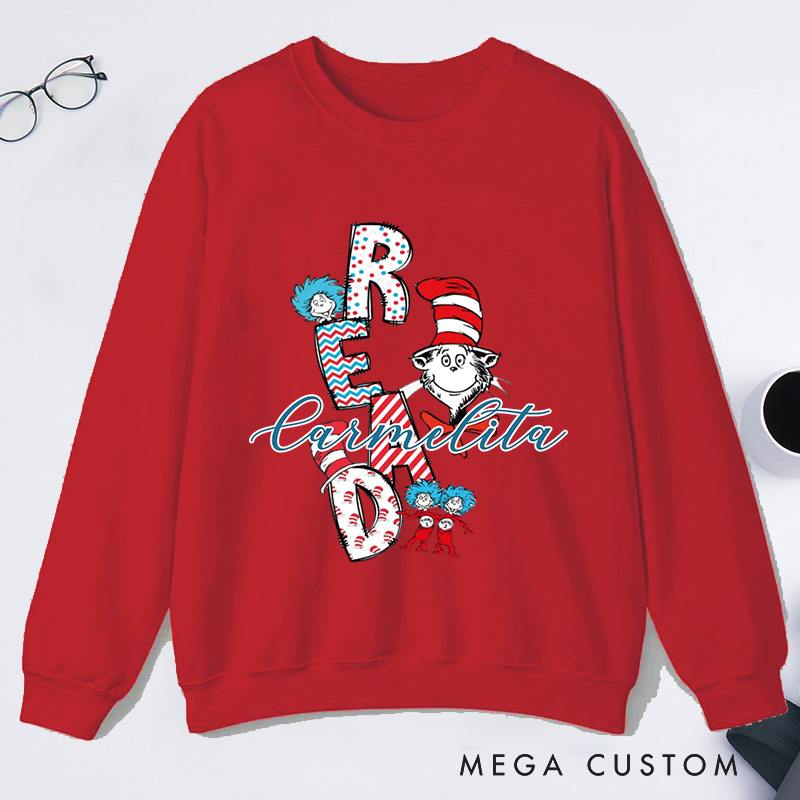 Personalized Trendy Read Classic Sweatshirts Read Across America Sweatshirt Bookish Sweatshirt with Name Book Lover Gift Librarian Gift