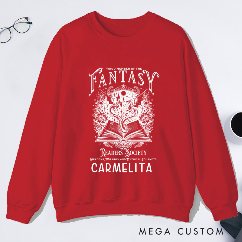 Personalized Fantasy Readers Society Classic Sweatshirts Dragon Lover Sweatshirt Bookish Sweatshirt Mythical Creatures Book Sweatshirt Book Lover Gift