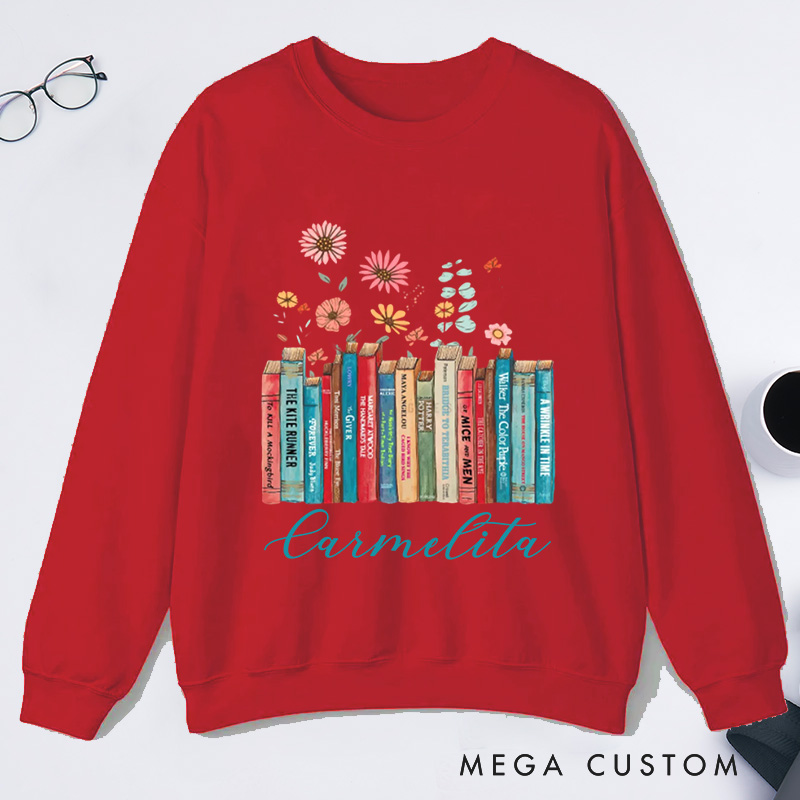 Personalized I'm With The Banned Classic Sweatshirts Custom Floral Books Sweatshirt with Name Book Lover Gift Librarian Gift Reading Gift