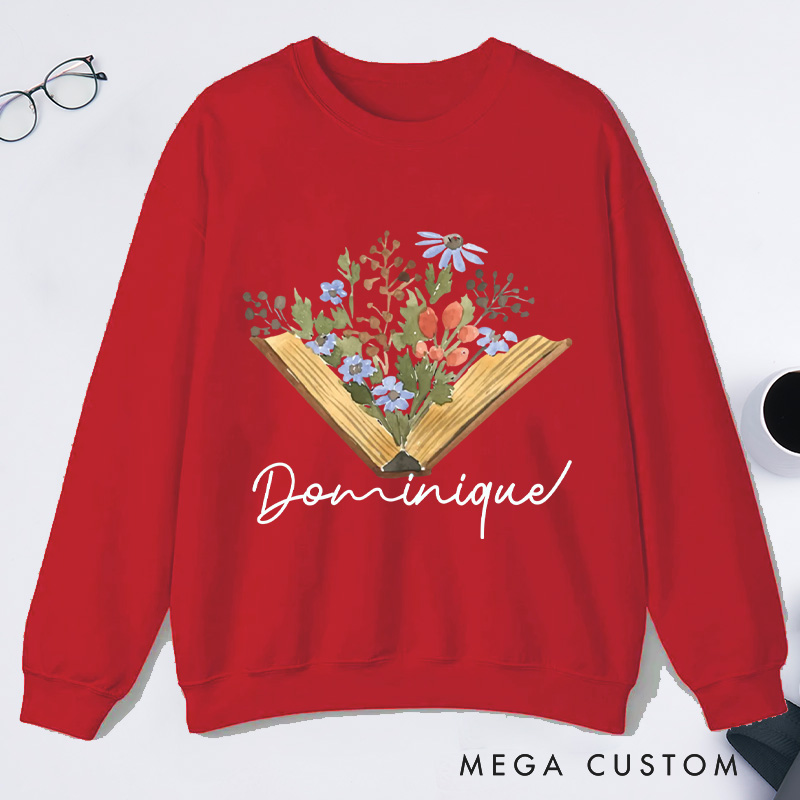 Personalized Wildflowers Book Classic Sweatshirts Custom Sweatshirts with Name Book Lovers Gift For Bookworms Gift Reading Gift Librarian Gift