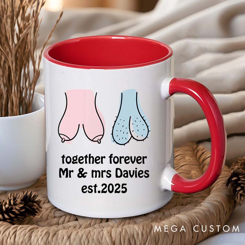 Personalized Mr & Mrs Mug Couple Forever Together Coffee Mugs Anniversary Valentines Gift Cup for Her Him