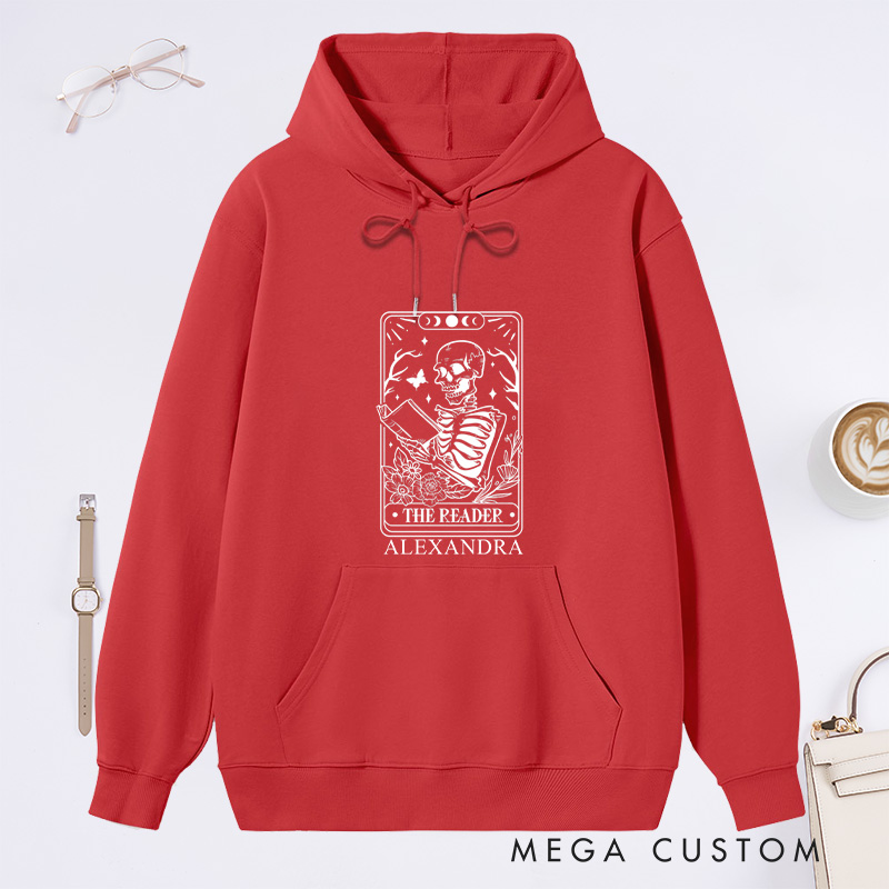 Personalized The Reader Tarot Card Classic Hoodies Custom Book Lover Hoodies with Name Reading Hoodies Librarian Gift Book Lover Gift