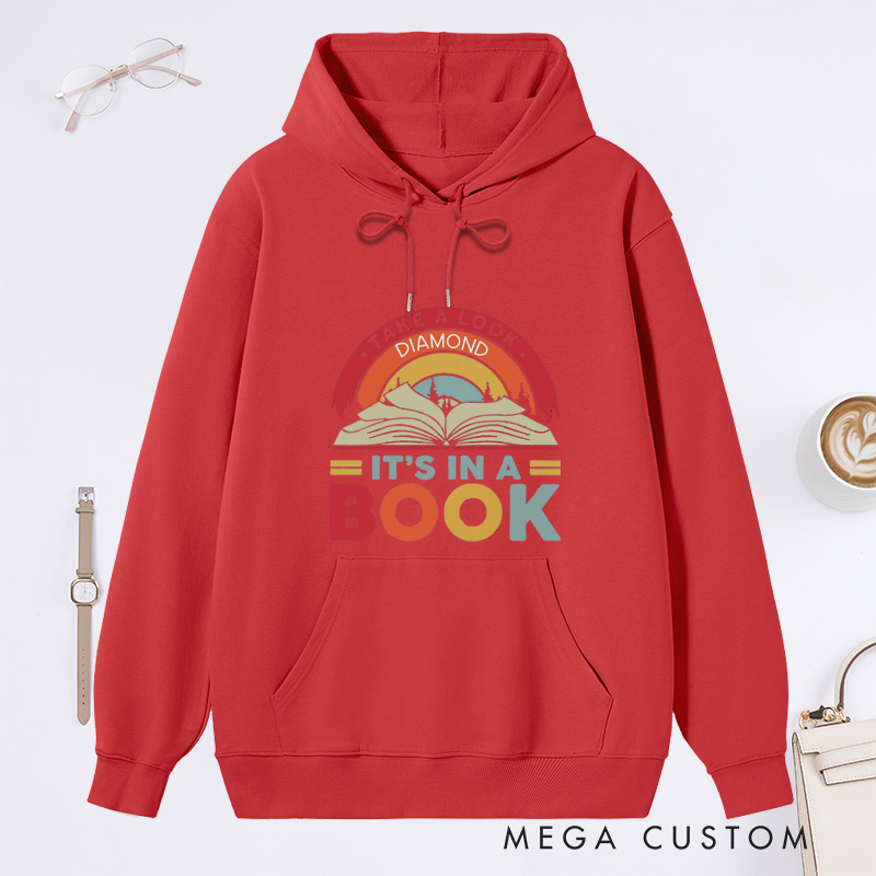 Personalized Reading Rainbow Classic Hoodies Custom Book Lover Hoodies with Name Take a Look It’s in a Book Hoodies Librarian Gift Reader Gift