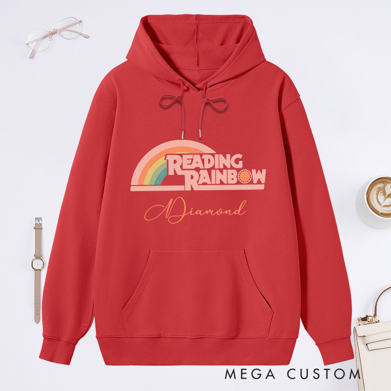 Personalized Reading Rainbow Classic Hoodies Love To Read Hoodies Custom Book Lover Hoodies with Name Librarian Gift Reading Gift for Reader