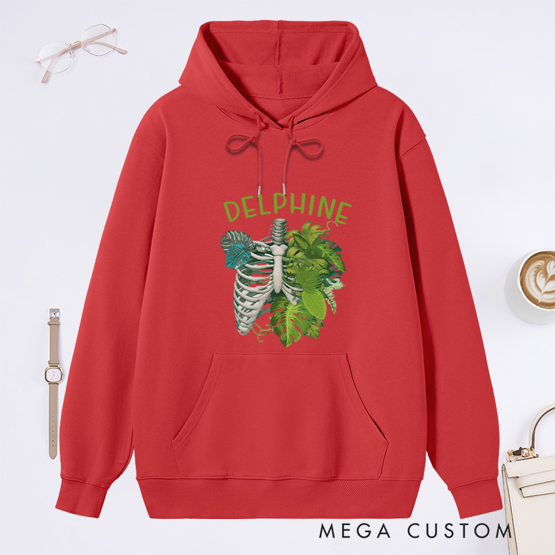 Personalized Skeleton Plant Classic Hoodies Custom Monstera Hoodies with Name Plant Lover Gift Gardening Lover Gift for Gardener Gift