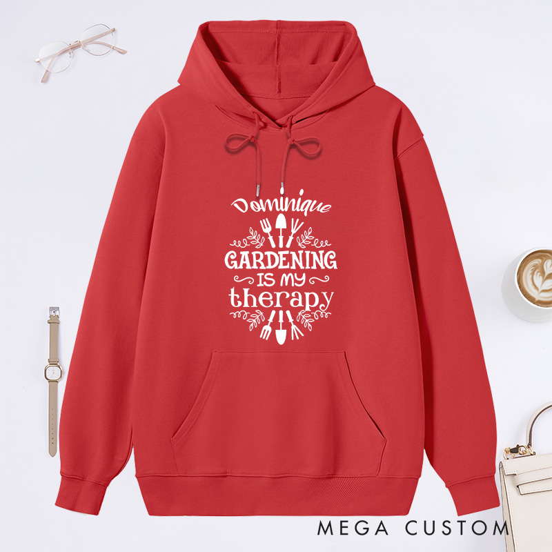 Personalized Gardening Is My Therapy Classic Hoodies Custom Hoodies with Name Plant Lover Gift Gardening Lover Gift Gardener Gift