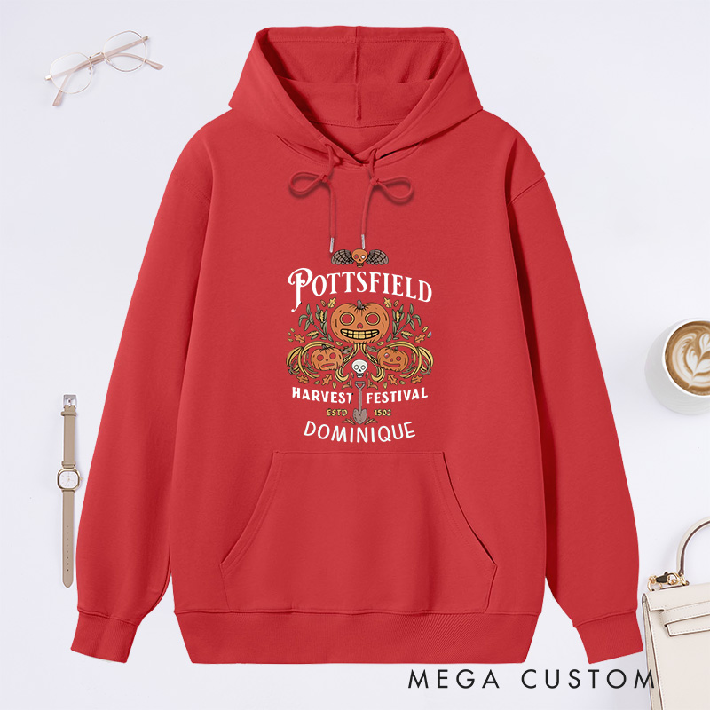 Personalized Pottsfield Harvest Festival Classic Hoodies Halloween Hoodies with Name Plant Lover Gift Gardening Lover Gift for Gardener Halloween Gift