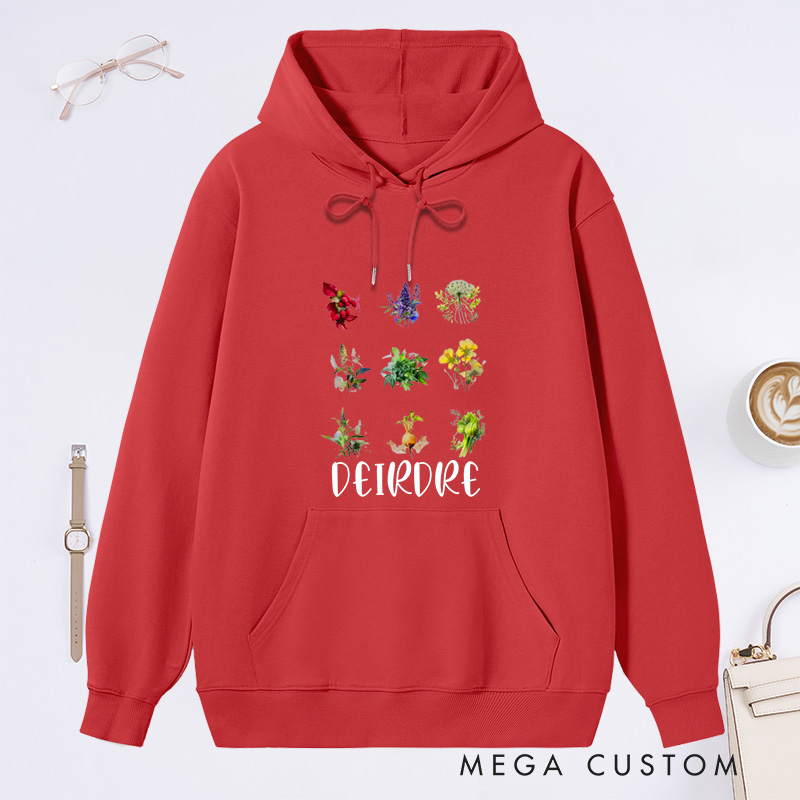 Personalized Women's Reproductive Health Herbs Hoodies Custom Hoodies with Name Plant Lover Gift Gardening Lover Gift for Gardener Gift