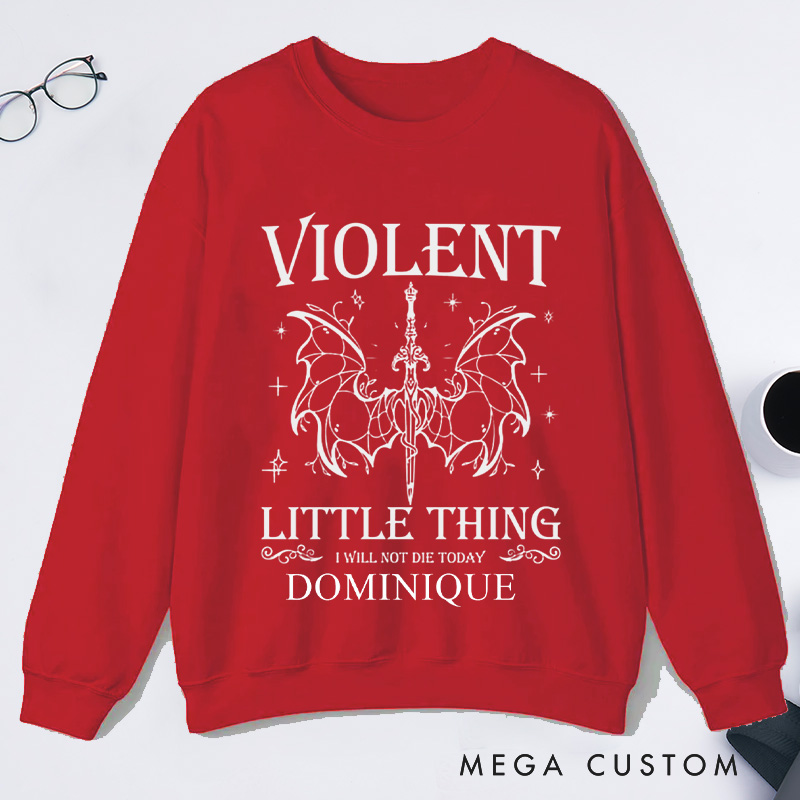 Personalized Violent Little Thing Classic Sweatshirts with Name Custom Reading Sweatshirt for Book Lover Gift Librarian Gift Reader Gift