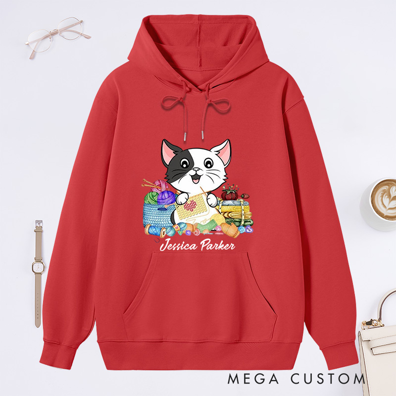 Personalized I Love Knitting And Cat Classic Hoodies Knit Gift Knitting Gift Knitter Gift Love To Knit Love Knitting Knit Lover