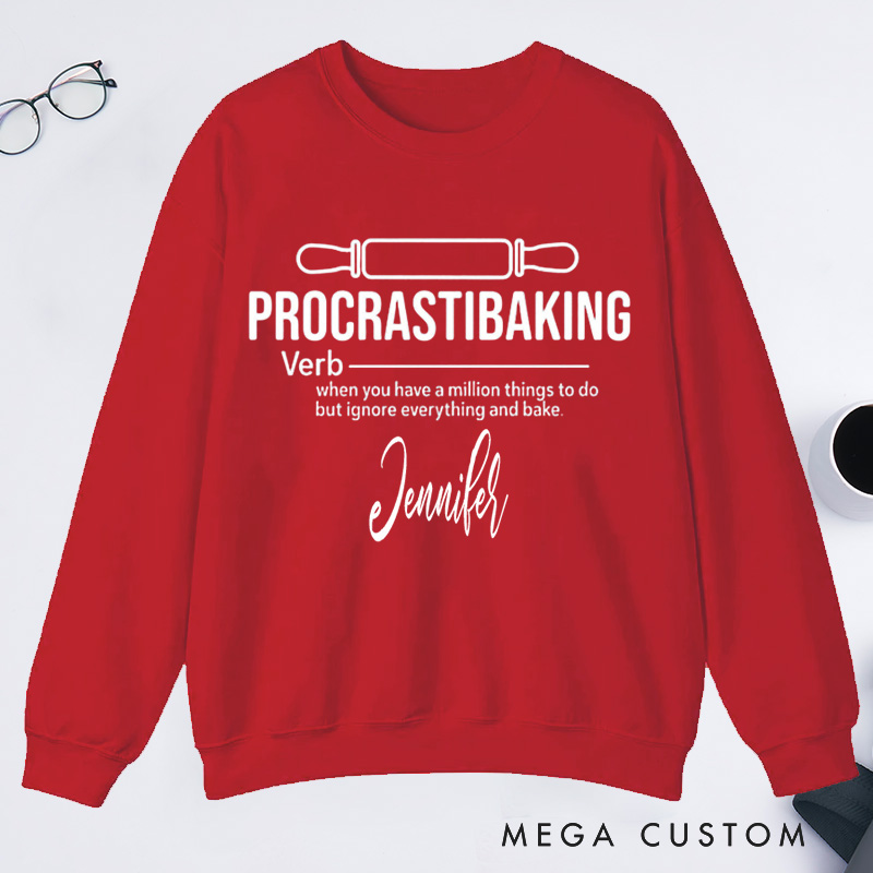 Personalized Procrastibaking Classic Sweatshirts Meaning Shirt Cooking Sweatshirts Baker Gift Baker Chef Sweatshirts Baking Definition Cooking Gifts
