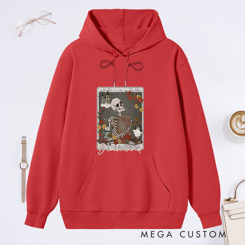 Personalized the Reader Tarot Card Crewneck Classic Hoodies Bookish Hoodies Custom Book Lover Hoodies with Name Librarian Gift Reader Gift