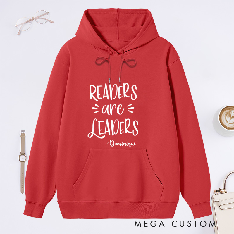 Personalized Readers are Leaders Classic Hoodies Custom Bookish Hoodies with Name Librarian Gift Book Lover Gift for Reader