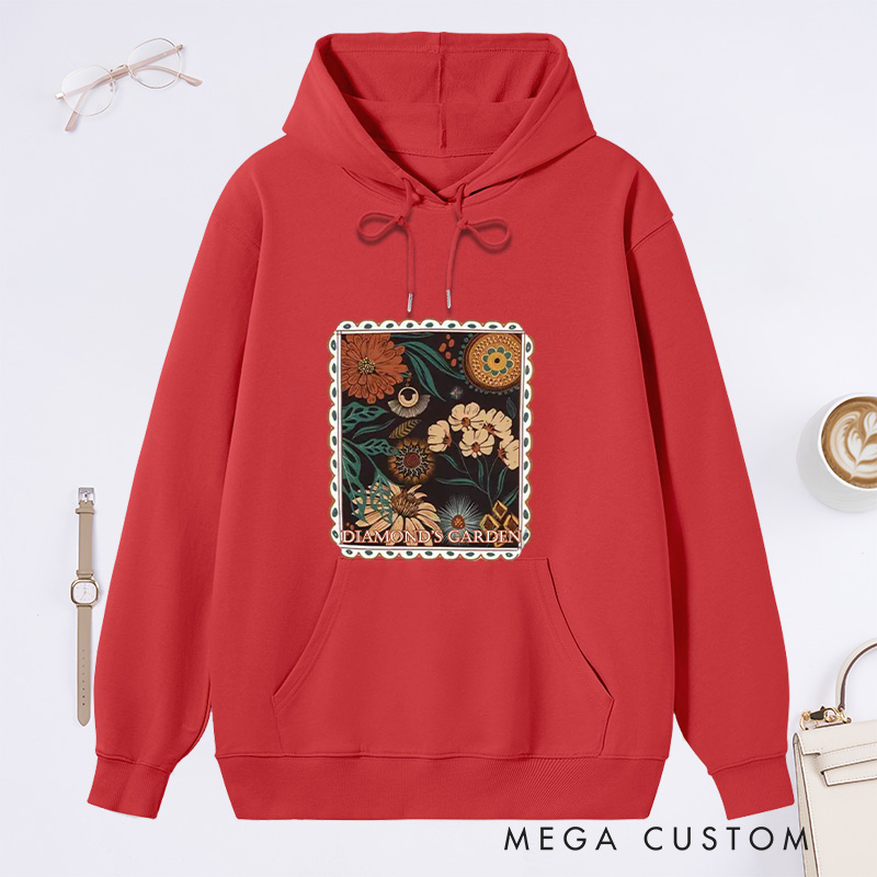 Personalized Boho Floral Cottagecore Classic Hoodies Custom Fall Flowers Nature Hoodies with Name Plant Lover Gift Gardening Lover Gift for Gardener
