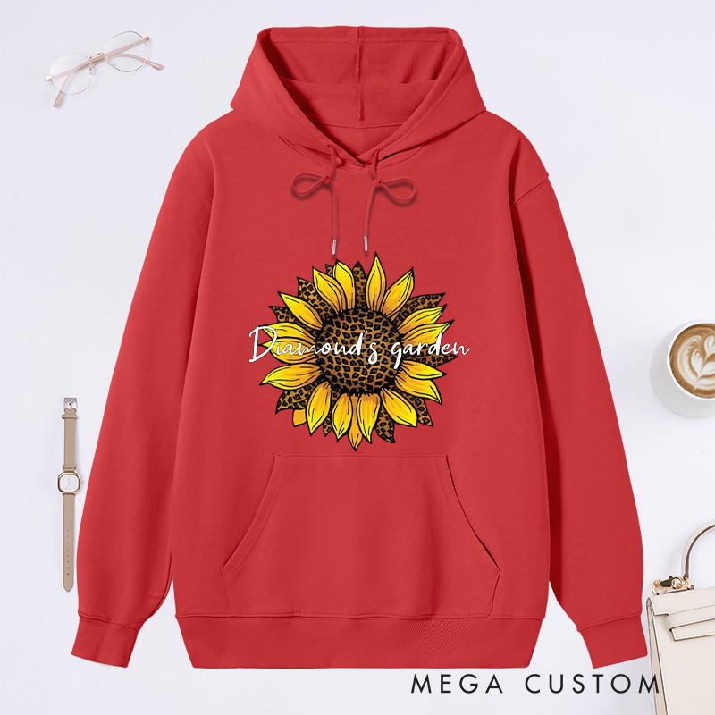 Personalized Leopard Sunflower Classic Hoodies Custom Leopard Floral Hoodies with Name Plant Lover Gift Gardening Lover Gift for Gardener Gift