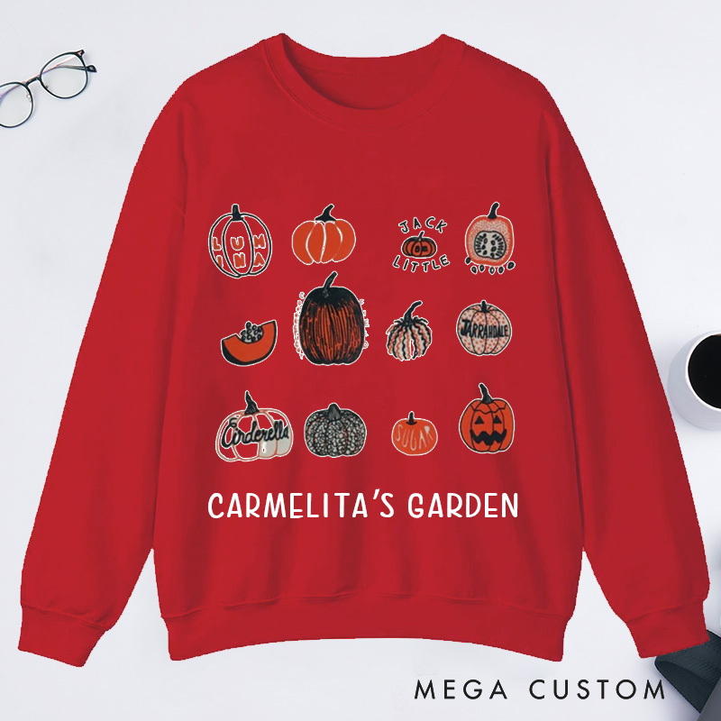 Personalized Pumpkin Classic Sweatshirts Gardener Sweatshirt with Name Halloween Sweatshirt Plant Lover Gift Gardening Lovers Gift