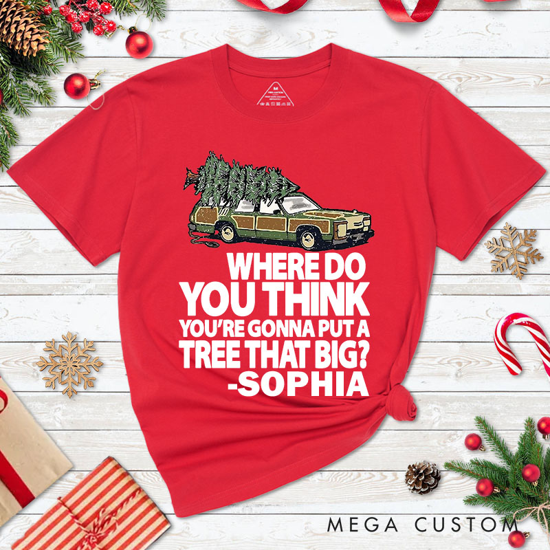 Personalized Couple Humor Bend Over and I'll Show You Christmas T-Shirt Couple Xmas Plaid Truck Matching T-Shirt for Husband Wife Boyfriend Girlfriend