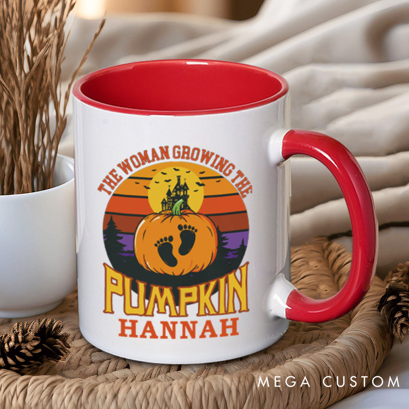 Personalized The Man Behind the Pumpkin and The Woman Growing the Pumpkin Halloween Couple Mugs