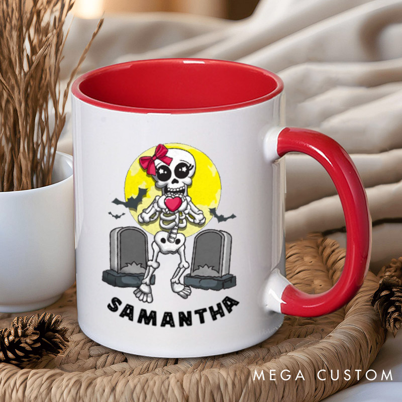 Personalized Funny Skeleton Couple Halloween Couple Mugs