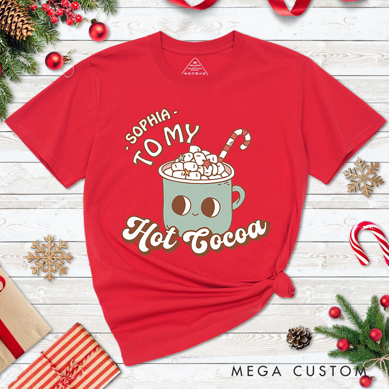 Personalized Couple You’re the Marshmallows Christmas T-Shirt Couple To My Hot Cocoa Matching Shirt for Husband Wife Boyfriend Girlfriend Tee Tops