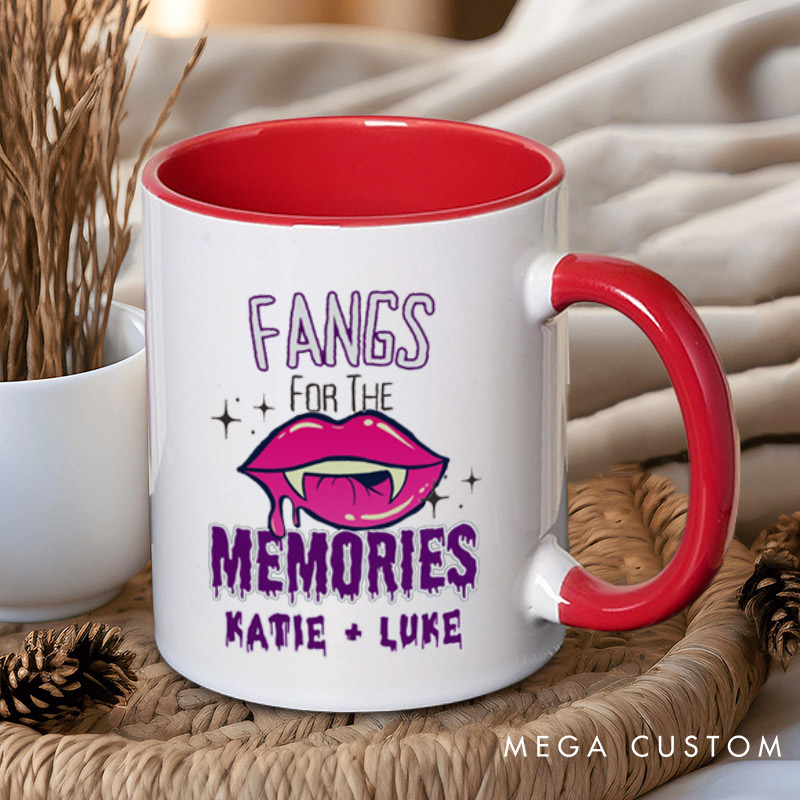 Personalized Love at First Bite & Fangs for the Memories Halloween Couple Mugs