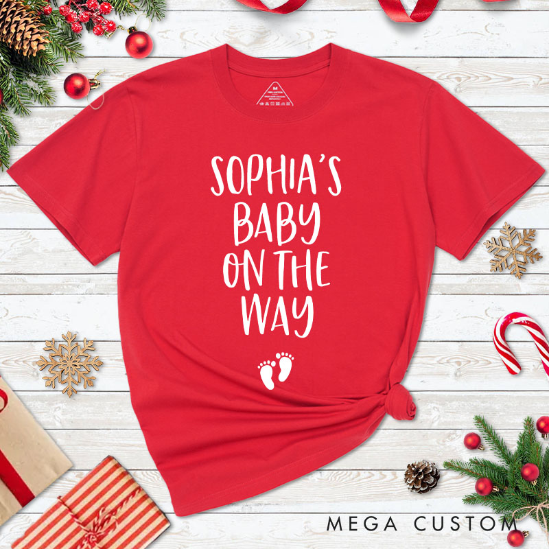 Personalized Couple Jingle Bells Jingle Bells Baby on the Way T-Shirt Chic Couple Xmas Matching Shirt for Husband Wife Boyfriend Girlfriend Tee Tops