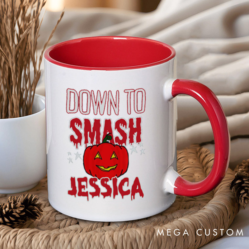 Personalized Just the Tip and Down to Smash Halloween Couple Mugs