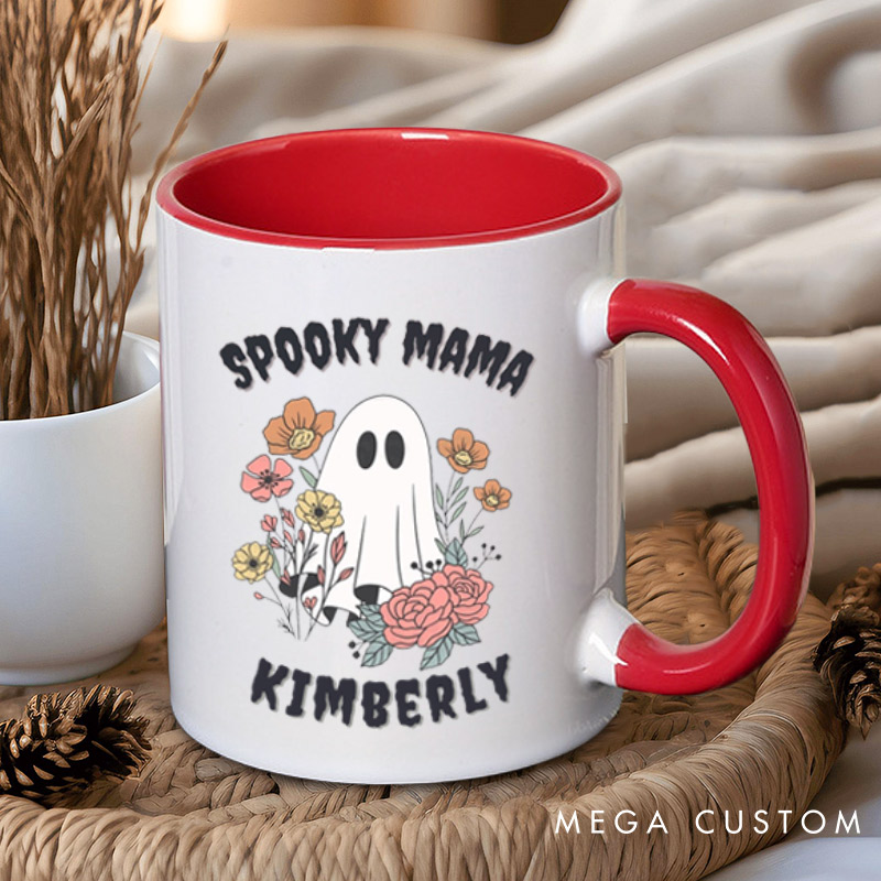 Personalized Spooky Dad and Spooky Mama Couple Ghost Halloween Couple Mugs