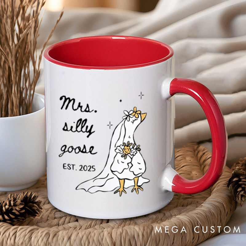 Personalized Funny Mr and Mrs Silly Goose Matching Wedding Couple Mugs