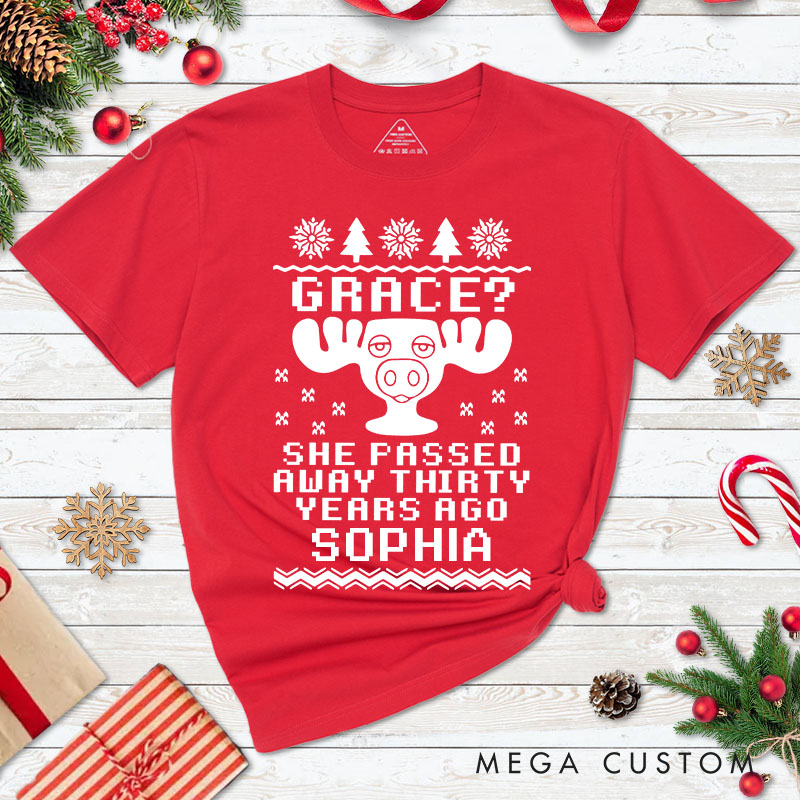Personalized Couple They Want You to Say Grace The Blessing Christmas T-Shirt Couple Xmas Matching T-Shirt for Husband Wife Boyfriend Girlfriend Tees