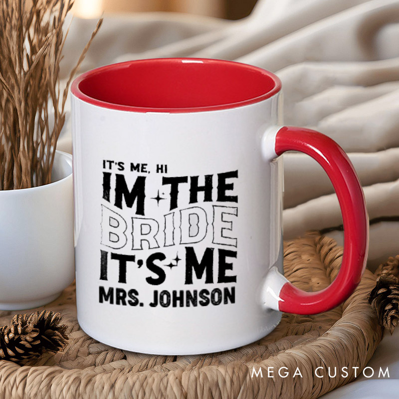 Personalized Modern Vintage It's Me Bride and Groom Matching Wedding Couple Mugs