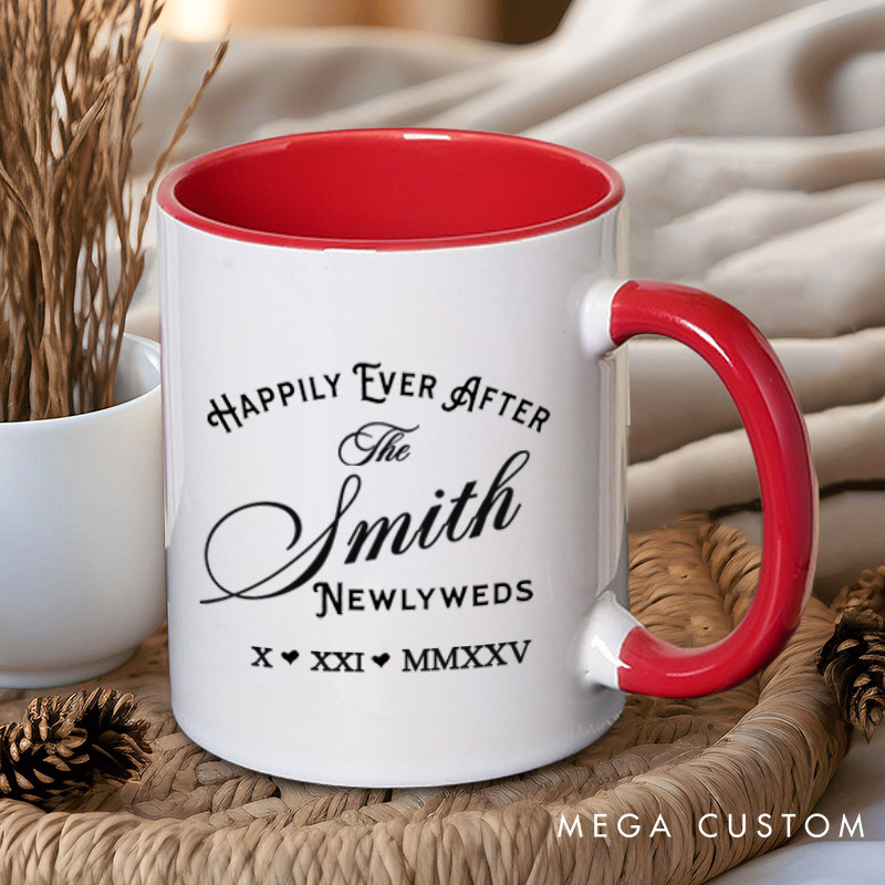 Personalized Newlyweds Happily Ever After Wedding Couple Mugs