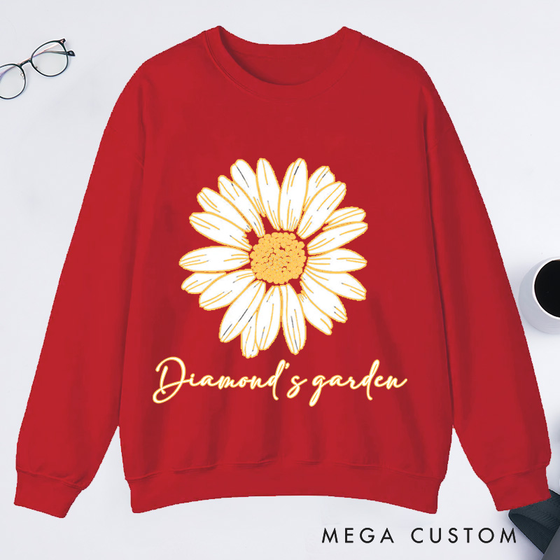 Personalized Daisy Classic Sweatshirts Wildflower Sweatshirt Gardener Sweatshirt with Name Plant Lover Gift Gardening Gift Gardener Gift