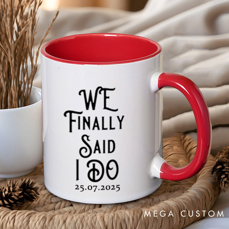 Personalized We Finally Said I Do Proposal Engagement Couple Mugs