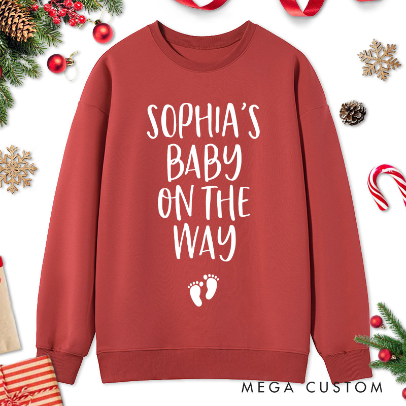 Personalized Couple Jingle Bells Jingle Bells Baby on the Way Christmas Sweatshirt Couple Xmas Matching Sweatshirt for Husband Wife Hubby Wifey