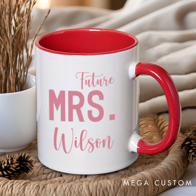 Personalized Modern Mr and Future Mrs Engagement Couple Mugs