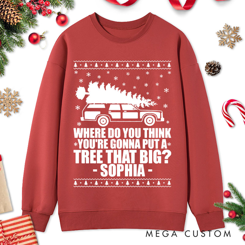 Personalized Couple Bend Over and I'll Show You Christmas Sweatshirt Xmas Truck Ugly Sweater Design Sweatshirt for Husband Wife Boyfriend Girlfriend