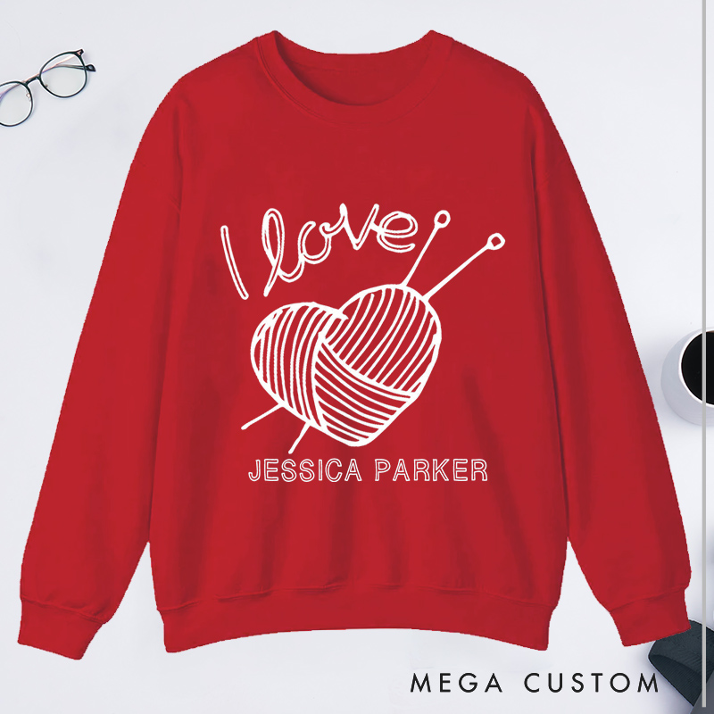 Personalized I Love Knitting Classic Sweatshirts Knitting Shirt Gifts for Knitter Grandma Shirt Knitting Lover Shirt