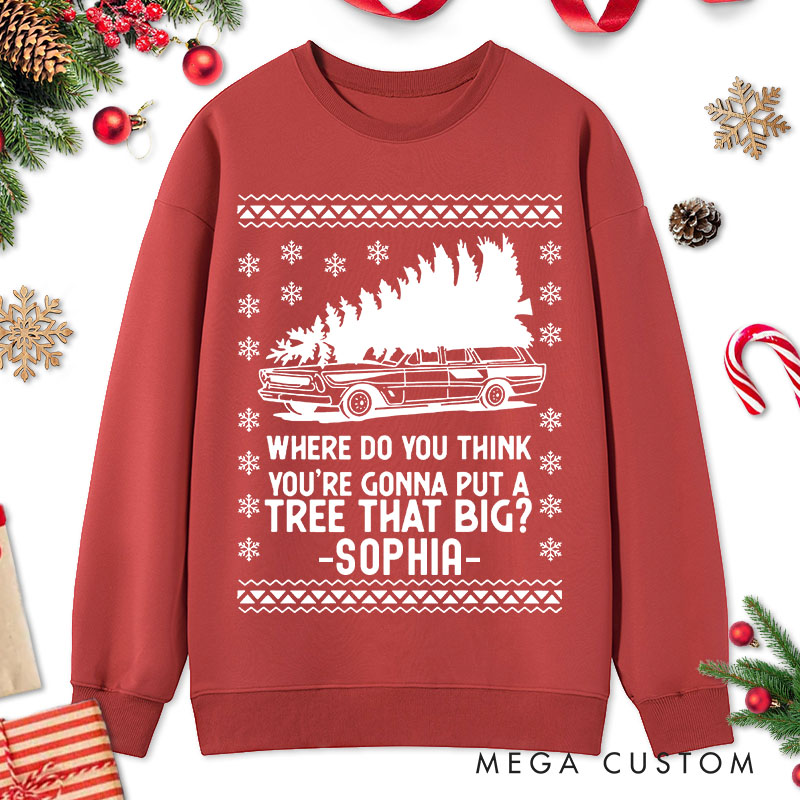 Personalized Couple Bend Over and I'll Show You Sweatshirt Xmas Truck Ugly Sweater Couple Matching Sweatshirt for Husband Wife Boyfriend Girlfriend