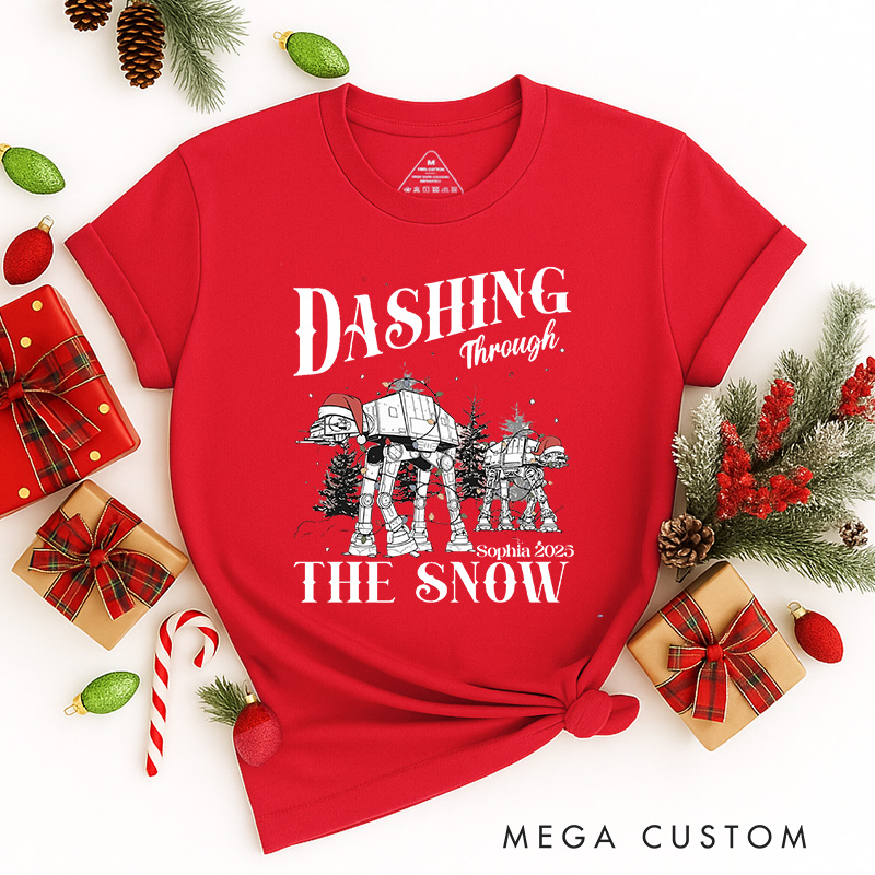Personalized Star Dashing through the Snow Christmas Classic T-Shirts Galaxy War Film Tshirt Movie Holiday Shirt