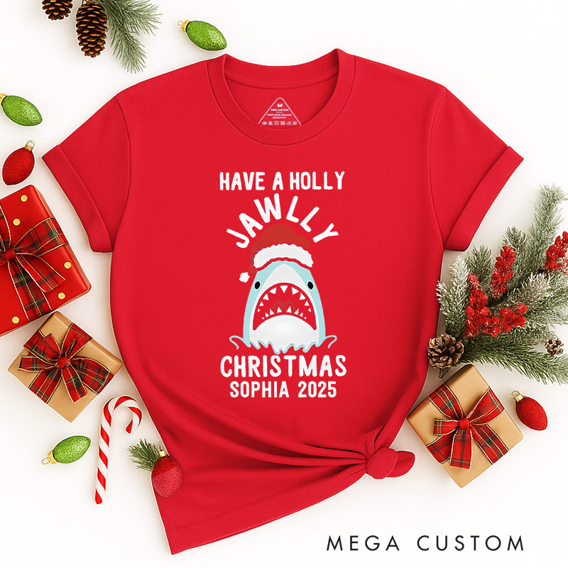 Personalized Jawlly Christmas Movies Classic T-Shirts Christmas Shark Film Tshirt Movie Holiday Shirt