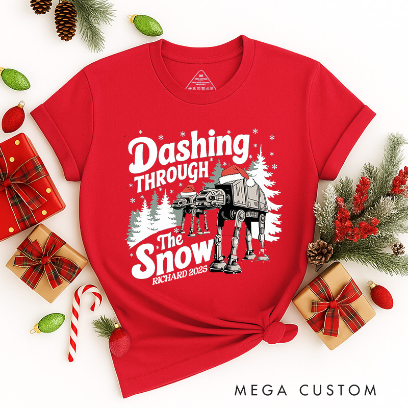 Personalized Walking Dashing Through the Snow Christmas Classic T-Shirts Galaxy War Film Tshirt Movie Holiday Shirt
